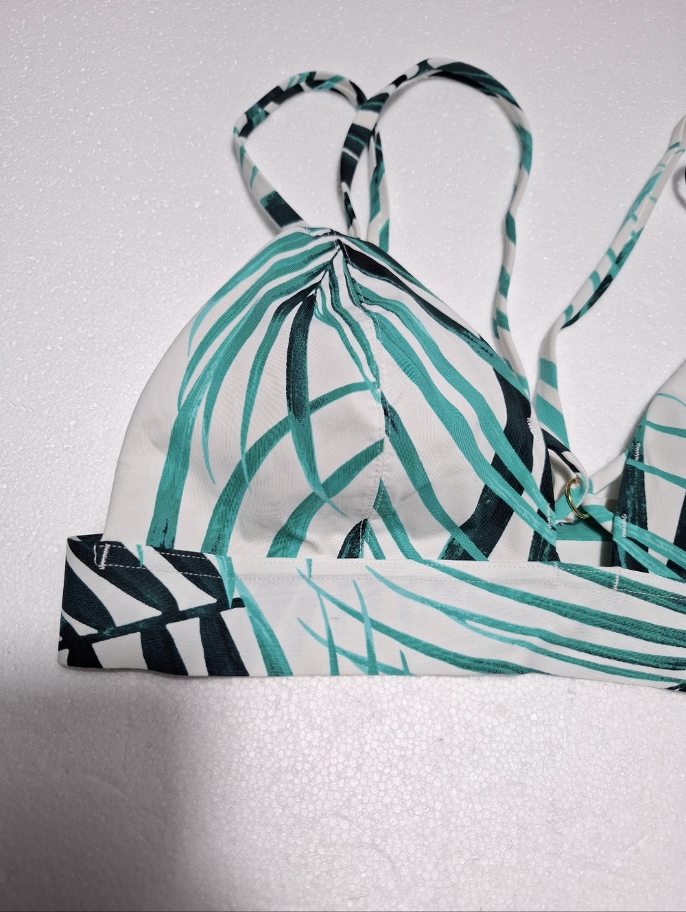 PINK Victoria's Secret Women's Green Leaf Print Triangle Swim Top Sz M - Picture 5 of 8